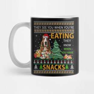 Basset Hound Ugly Christmas They See You're Eating Xmas Gift Mug